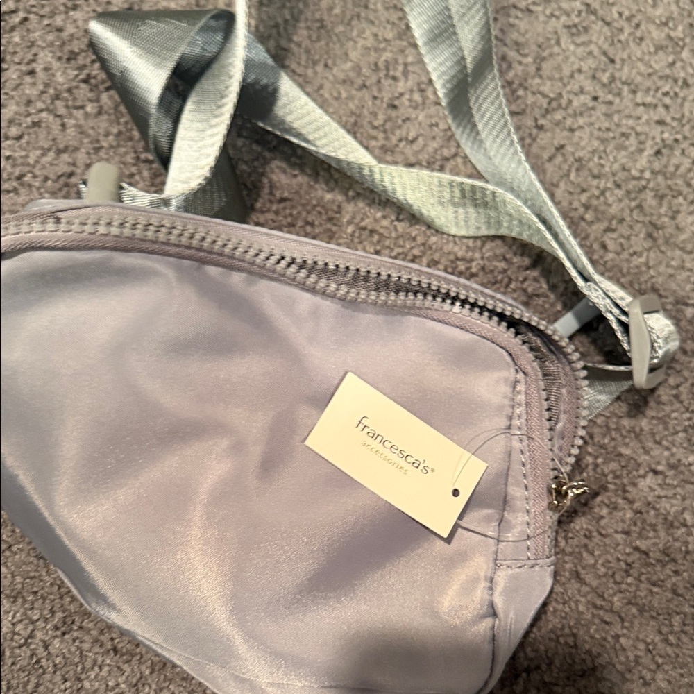 Francesca's Collections grey Satin fanny pack Pouch